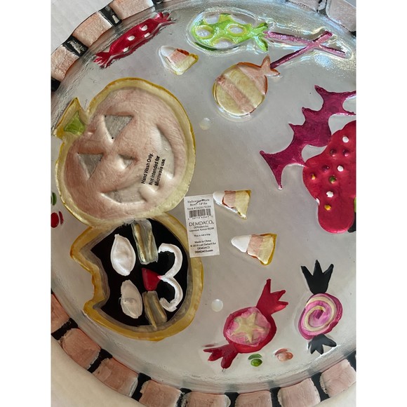 2016 Demdaco 15" Halloween Treats Bowl Fused Glass - Picture 3 of 8